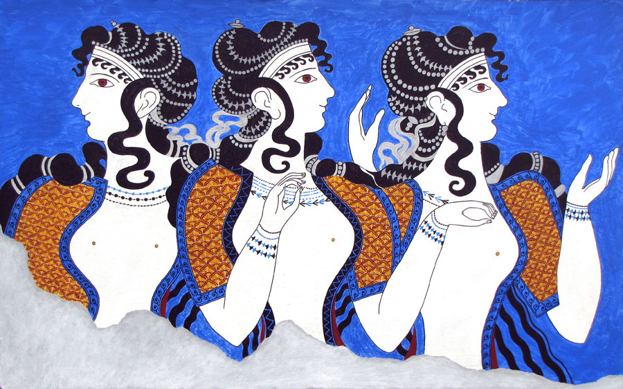 Dancing women. Reproduction of a painted vase.